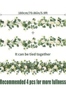 1/2pcs 70 Inch/5.9ft Artificial Eucalyptus Wreath, Plastic Eucalyptus Leaf Garland, Suitable For Spring DIY Front Door Wreath, Room Decor, Office Party Decoration, Holiday Home Decor (Valentine's Day, Wedding, Birthday) - A - View 2
