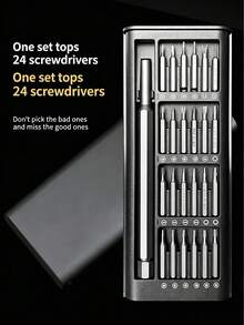 1pc 24-In-1 Precision Screwdriver Bit Set | CR-V Alloy Multi-Magnetic Screwdriver Extension Rod | Sliding Storage Box Mini Repair Tool Kit, Suitable For Phones, Laptops, Watches, Glasses, Small Electronics, Furniture Disassembly - 24-in-1 Screwdriver Set - View 11