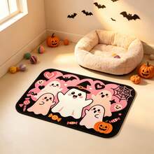 Autumn Halloween 3 Ghost Bathroom Mat, Bathroom Rug, Floor Mat, Area Decor Rug, Doormat, Autumn Gift, Faux Cashmere Printed Rug With Bat, Pumpkin, Ghost Pattern, Halloween Gift, All Saints' Day Decor, All Saints' Day Gift, Cute Halloween Welcome Mat, Entryway Rug Suitable For Front Door, Indoor And Outdoor, Ghost Season Decor - Cute Ghost - View 5