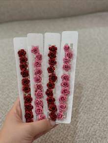 10入裝亮片玫瑰花髮夾 女款新娘盤髮髮夾髮飾，適合各種場合 - 彩色 - 查看 6
