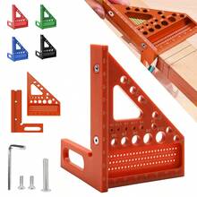ABS Multifunctional Woodworking Angle Adjustment Ruler, Measuring, Positioning, Drilling, Marking, Essential Tool For Beginners - Red - View 2