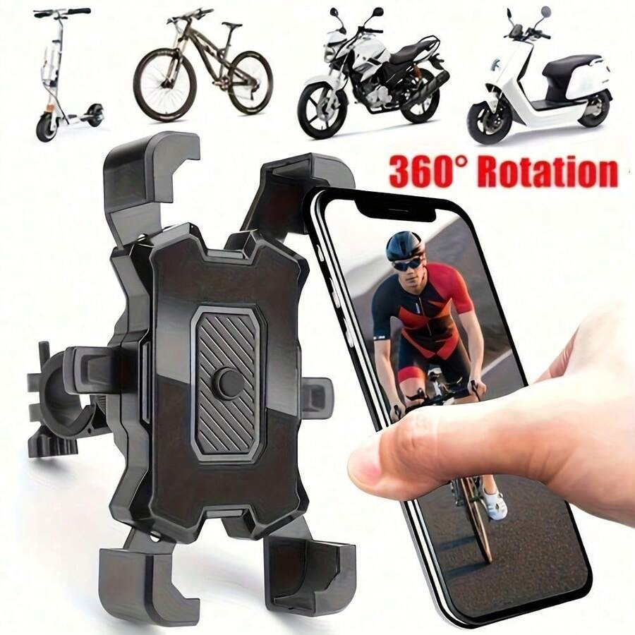 360° Rotating Bike Phone Holder, Universal For Motorcycle/Bicycle/Electric Scooter, Handlebar Navigation Mount, Anti-Slip Shock-Absorbing, One-Click Clamping - Multicolor - View 1