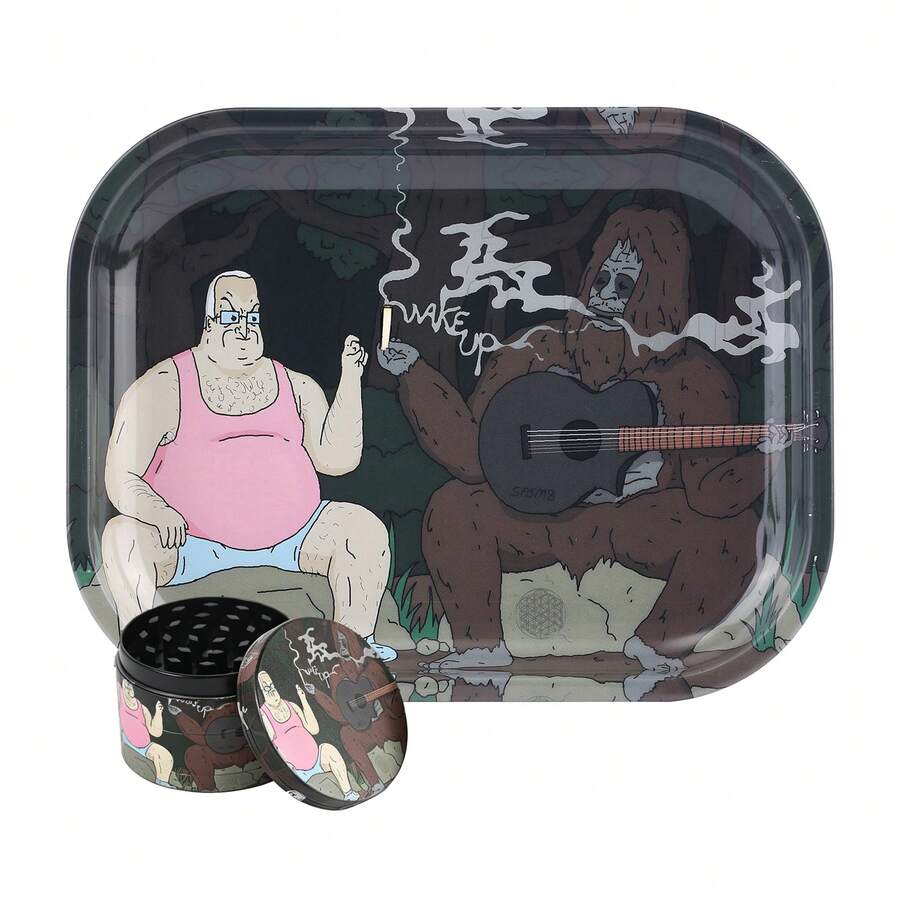 OFFPUFF 2 Pieces Sasquatch Rolling Tray With A Matching Grinder Sets - Multicolor - View 1