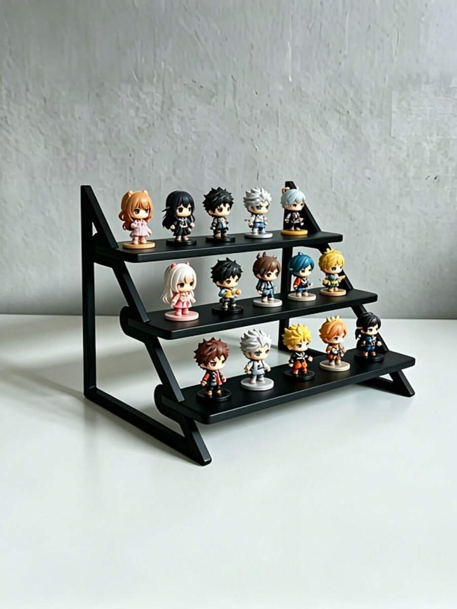 1pc 3 Tier Stepped Display Shelf, Desktop Step Display Rack For Cosmetics Jewelry Storage And Organizing, Wood Plastic Material, Modern Desktop Display Style, Stepped Tier Pattern, Jewelry Cosmetic Display Rack, For Home Bedroom Boutique Store Use - Multicolor - View 1