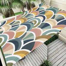 1 pieza Vela de sombra con patrón de ondas Morandi, tela de protección solar UV de gran tamaño para exteriores, toldo moderno impreso para decoración de jardín, patio y patio trasero, incluye cuerda de fijación - Multicolor - Ver 8