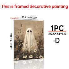 1/6pcs Vintage Ghost Halloween Gallery Wall Decor Set, Whimsical Autumn Halloween Decorations, Kids Room Wall Art Prints, Home Wall Decor Art - Multicolor - View 22