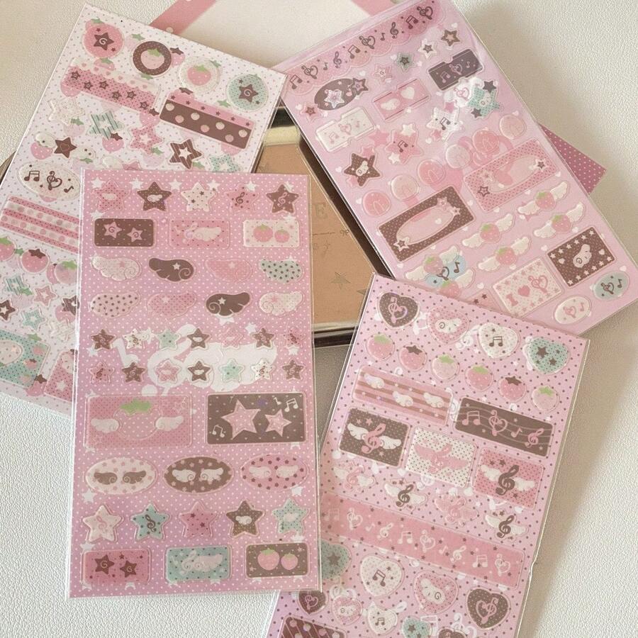 Korean Style Musical Note Strawberry Star Stickers Phone Case Decoration Decals School Supplies - Multicolor - View 1