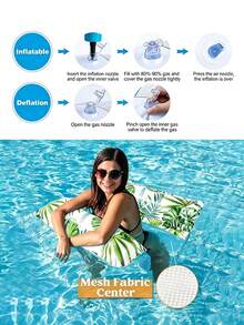 2-Tube Green Leaf Inflatable Float, Thick Tropical Lounger, Single-Person Pool Hammock For Water Relaxation - Multicolor - View 8
