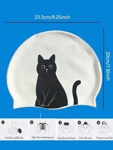 Unisex Silicone Swim Cap, Cat Pattern Swimming Cap, Waterproof Anti-Slip, Comfortable Breathable, High Elasticity, Unisex, Swimming Equipment, Beach Essential, Beach Accessory, Pool Float - Multicolor - View 4