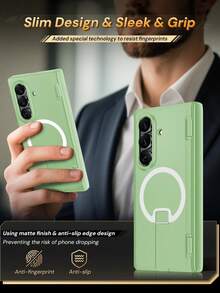 Casing Ponsel untuk Galaxy Z Fold 8 Ultra, Kompatibel dengan MagSafe, Pelindung Layar Terintegrasi dan Penyangga Tersembunyi, Perlindungan Engsel, Casing Ponsel Tahan Guncangan Kelas Militer - Hijau - Mint Green - View 10