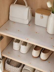 1pc Cartoon Pattern Printed Moisture-Proof Table Mat, Freely Cut Oil-Proof Non-Slip Drawer Liner, Easy To Clean With One Wipe, Fresh Pattern, Waterproof Stain-Resistant Countertop Cabinet Protector, Suitable For Dining Table, Wardrobe, Kitchen Drawer, Dust-Proof Shock-Absorbing, Practical Home Storage Item, Multi-Scenario Universal Home Protection Mat - Cartoon Pattern Moisture-proof Mat - View 3