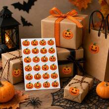 萬聖節派對裝飾貼紙，24款趣味南瓜表情貼紙，適用於萬聖節派對裝飾與節日禮品包裝 - A - 查看 1