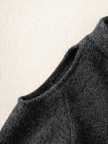 Women's And Girls' Fashion Off-Shoulder Long Sleeve Sweater, Mid-High Neck Pullover, Suitable For Autumn/Winter Wear - Black - View 5