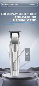 Kemei 2合1理髮器套組 KM-3023-702 + KM-1798 專業理髮剪，含11個限位梳、清潔刷、充電線，適用於男士、女士、兒童，居家與沙龍使用 - KM-3023-702/KM-1798 - 查看 4