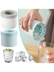 1pc Multi-Cavity Plastic Ice Cube Mold, Minimalist Bucket Design With Lid Ice Cube Tray, Kitchen Gadget - Multicolor - View 2