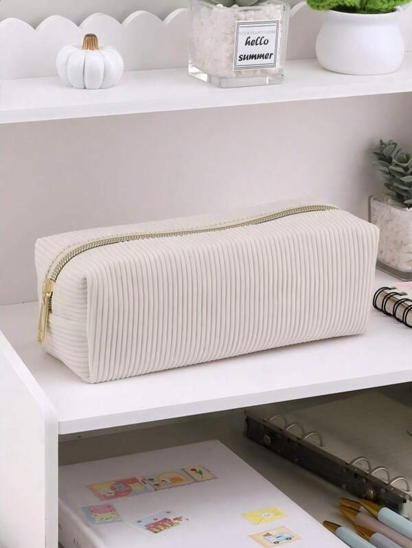 1pc Solid Color Mesh Multifunctional Pencil Case, Rhombus Large Capacity Pencil Case, Stationery Bag, Student Pencil Case (Fuzzy Student Pencil Case), Back To School, Learning Supplies, Pencil Bag, School Bag