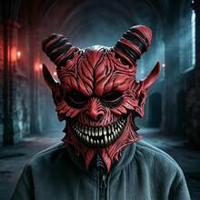 Halloween Horror Latex Mask Collection Mask Pumpkin Smiling Ghost Face Mask Red Devil Satan Horns Mask Curse Style White Hair Female Ghost Witch Mask Bar Party COS Performance Props - View 1