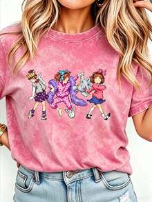 Junie B Teacher Shirt Junie B Jones Kindergarten Teacher T-Shirt Teacher Life T-Shirt Teacher Gift Women Round Neck Printed Camisa Pink - 玫紅色 - 查看 9