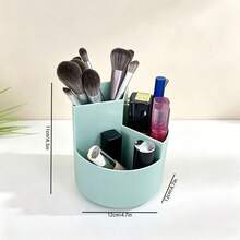 1 Peça Suporte Giratório para Pincéis de Maquiagem 12*11cm, Caixa de Armazenamento de Cosméticos de Plástico com Múltiplos Compartimentos, Design Redondo Dividido Simples e Fofo em Três Cores, Organizador de Mesa Giratório 360 Graus, Decoração de Armazenamento para Penteadeira, Banheiro, Quarto, Presente de Feriado - Multicolorido - Visão 9