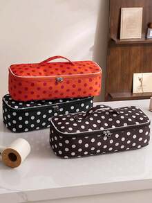 Polka Dot Hair Dryer Storage Bag With Leopard Print Design, Large Capacity Handheld Hair Tool Storage Bag,Multifunctional Cosmetics Bag,Toiletries Bag - Multicolor - View 3