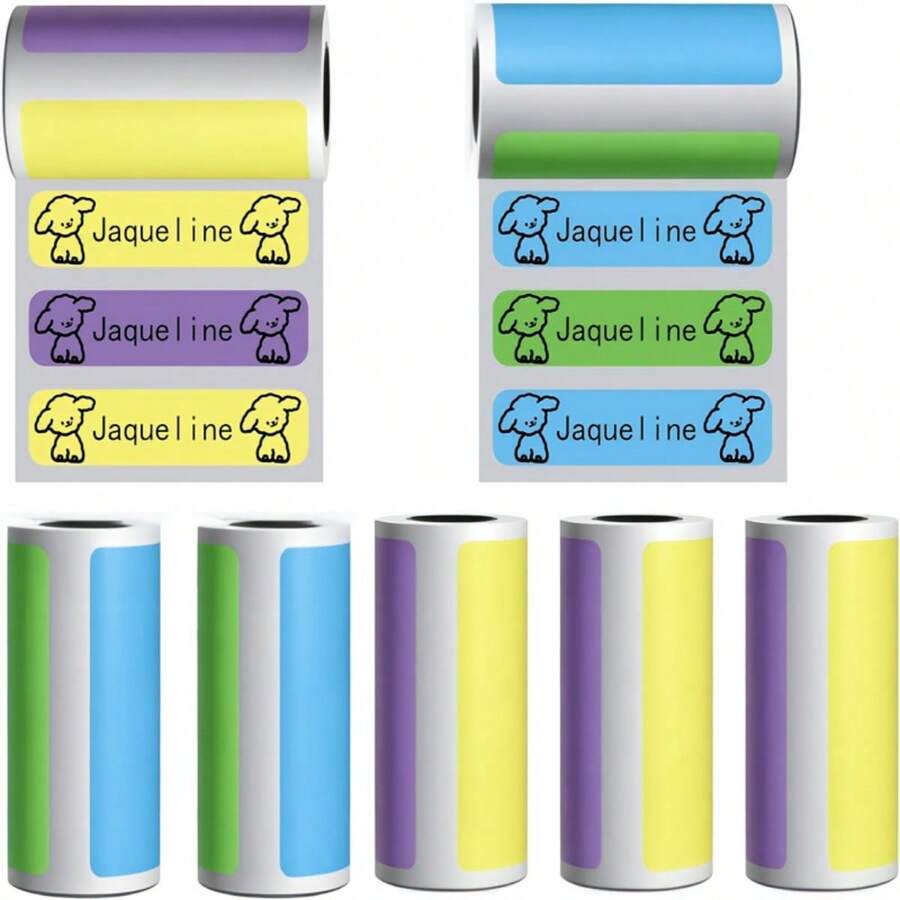 4-Color Direct Thermal Self-Adhesive Labels, 50*15mm, Strong Adhesive, Ink-Free Printing Stickers, 5 Rolls For Home Storage, Office Classification, Gift Tag Marking - View 1