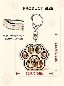 Custom Dog Paw Keychain,Personalized Keychain With Pet Photos,Customized Bag Charm,Customizable Keychain Accessories,With Gift Box/Without Gift Box,Memorial - Style a - View 6