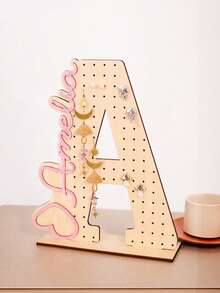 1pc Customized Wooden Letter Earring Stand, Personalized Jewelry Display Stand, Ear Stud Storage Rack, Desktop Storage Rack, Suitable For Placement On The Dressing Table. Suitable As Birthday Or Bridesmaid Gifts. - Multicolor - View 20