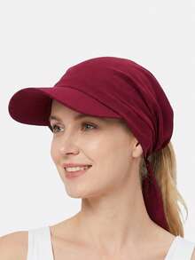 1pc Women's Duck Bill Cap With Tie Strap Baseball Hat, Ribbon Sun Hat Suitable For Daily Use - Multicolor - View 8