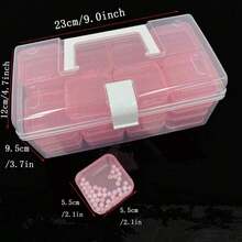 32 piezas Juego de cajas organizadoras de plástico transparente con divisores ajustables Ideal para DIY, joyería, nail art y manualidades! Cajas compactas y portátiles con compartimentos personalizables: perfectas para almacenar cuentas, abalorios, charms, esmaltes, herramientas de uñas, pigmentos, perlas y acceso - rosa - Ver 2