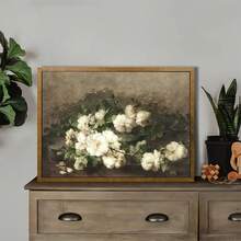 1pc Unframe, Vintage Art, Botanical Beautiful White Flower Printing Art In The Room, Flower Wall Art, Home Decoration, Suitable For Living Room, Bedroom, Study, Corridor Decoration, Perfect Gifts - A - View 7