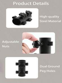 1 Set Multi-Function Tent Pole Base Fixator, Adjustable Locking Tent Pole Anchor, High-Hardness Metal Tent Pegs, Outdoor Camping Tent Fixing Tool - Multicolor - View 11