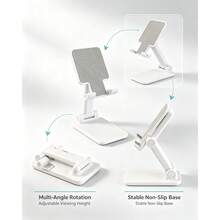 1pc Adjustable Foldable Desktop Phone Stand, Portable Multi-Functional Slouchy Phone Holder, Suitable For Live Streaming, Online Classes And Video Watching, Universal Height And Angle Adjustable Smartphone Stand - A - View 4