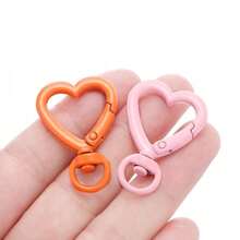 8/20/30/50pcs Colorful Rotating Heart-Shaped Lobster Clasp Keyring Spring Connectors, Suitable For Bags, Dog Leashes, DIY Jewelry Making Accessories - Heart Keychain - View 5
