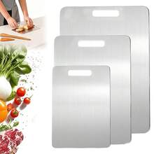 1pc/3pcs Stainless Steel Cutting Board, Dishwasher Metal Cutting Board Set, Kitchen Meat Fruit Vegetable Cutting Board, Mother's Day Valentine's Day Gift, Durable - View 1