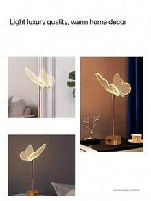 Lámpara de escritorio LED USB de mariposa dorada de alta gama, luz nocturna decorativa de atmósfera romántica, alimentada por USB, control remoto con 3 colores regulables (blanco frío/blanco cálido/blanco neutro), adecuada para dormitorio, sala de estar, oficina, mesa de comedor, regalo perfecto para Navidad, Día de San Valentín, Pascua, Halloween - Multicolor - Ver 9