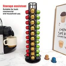 Rotating Coffee Capsule Holder Tower,  60pcs/40pcs Capacity Vertical Black Iron Coffee Capsule Holder, Countertop Pod Storage Rack, Space Saving Coffee Organizer For Kitchen Coffee Bar, Kitchen Countertop Coffee Accessories - View 8