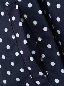 Jaket Kasual Wanita Model Terbaru Musim Semi dengan Tali Serut dan Resleting, Motif Polkadot, dan Kerah Tegak. - Royal Blue - View 10