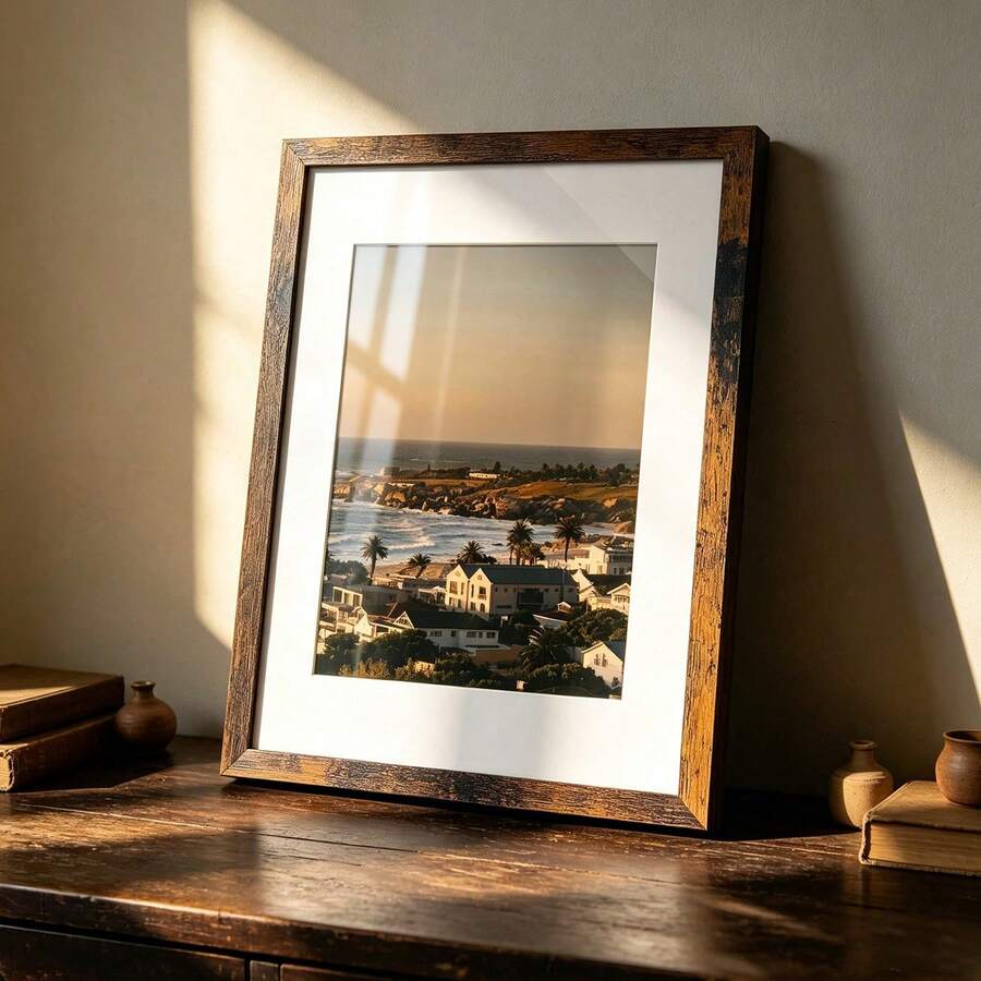 1pc Rustic Style Vintage White/Embroidered Brown Lightweight Picture Frame, American Wall Decor. Retro Poster, Photo, Artwork Framing Frame. Available In 8.5x11/A4/11x14(8x10) Inches (Picture For Reference Only, Randomly Gifted Photo Paper Included) - 1PC - View 1