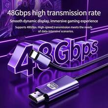 USB C To HDTV Cable 8K 60Hz, 4K 60Hz Type C HDTV Adapter Cable 2M High-Speed Video Cable Compatible With Laptop 15/16 Pro Monitor HDTV - Silver - View 2