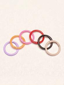 10/20/50pcs 33mm Colorful Metal O-Ring Spring Clasp Openable Round Carabiner Key Ring Hook Dog Chain DIY Jewelry Connector Macaron Color - Multicolor - View 9