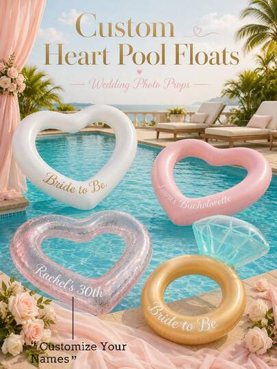 Customized Heart-Shaped Swim Ring For Adult Women, Customized Heart-Shaped Pool Float, Cute Arm Float, Attractive Water Photography Swim Ring, Beach Essential, Beach Accessory, Personalized Bachelorette Party, Destination Wedding