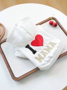 PETCIRCLE 1 Buah Pakaian Hewan Peliharaan Anjing Kecil Anak Anjing Kucing Hewan Peliharaan Lucu Minimalis Warna Polos Serbaguna Tahan Angin Hangat Kaos Sweatshirt "I Love Mom" - Putih - View 10
