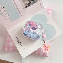 Shockproof Soft Shell Flower Sea Turtle Painted Transparent Additional Bracelet Fashion Bluetooth Earphone Case With Cute Pink Cherry Blossom Keychain For Airpods 4 3 1/2 Pro3 Pro/Pro2 - Multicolor - View 21