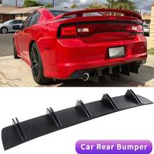 For D0dge Charger RT SRT SXT Car Rear Diffuser Shark Fins Bumper Splitter Chin Spoiler Lip Black Shunt Rear Bumper Lip - A - View 1