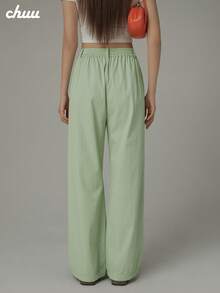 CHUU Women's High Waist Drawstring Casual Pants, Spring/Autumn Personalized Cargo Pants, Loose Fit, Versatile, Thin, Slimming Long Pants - Green - View 3