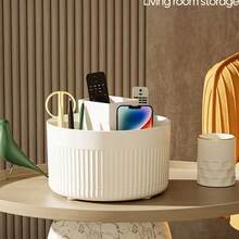 360° Rotating Desktop Drawer Storage Box, Plastic Office Desk Organizer, 5-Compartment Multi-Function Pen Holder, Can Store Pencils, Markers, Scissors And Stationery, Durable And Odorless, Luxury Striped Design - A - View 6