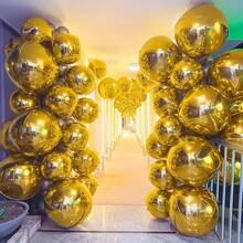 6pcs Gold 4D Balls, Suitable For Birthday Party Decoration, Wedding And Celebration Arrangement, Durable Metal Surface - Multicolor - View 3