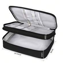 Caja de herramientas/Bolsa de almacenamiento para peluquería (Adecuada para cortadoras eléctricas, tijeras, peines, secadores de pelo y diversos suministros & accesorios de peluquería), Conjunto de accesorios de peluquería profesional, Adecuado para viajes y uso en salones de belleza - Negro - Ver 3