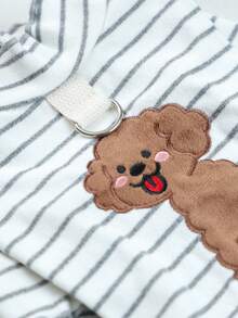 PETCIRCLE 1件寵物衣服 小狗幼犬貓用 可愛柔軟透氣舒適 外出用 附牽繩扣 心形狗條紋底層衣 - 彩色 - 查看 6
