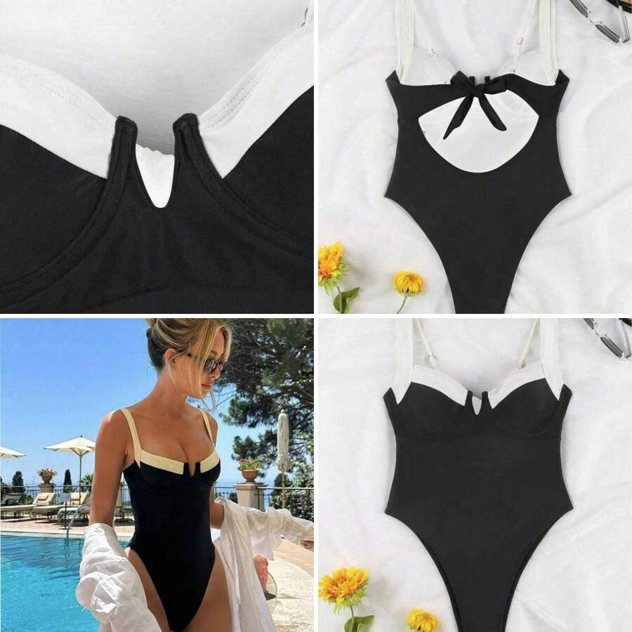 Women Bikini Sets - Black and White - View 1